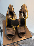 Next Wide Fit Black Satin Heels Size 5W Embellished Strap