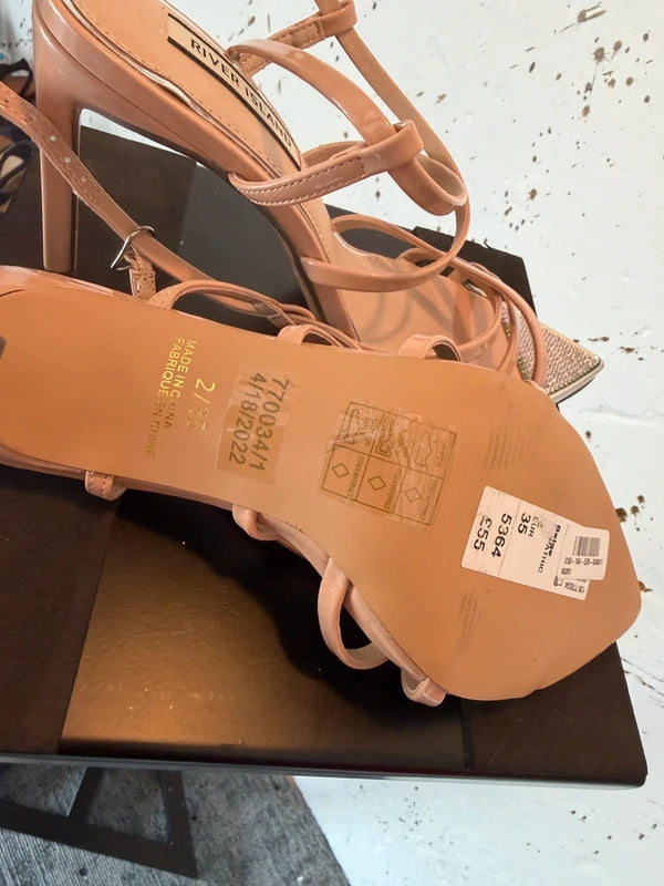 River Island Nude Rhinestone Pointed Heels