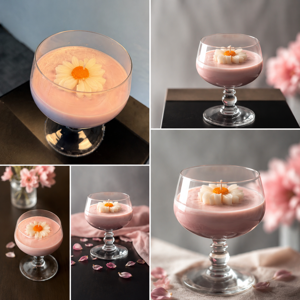 Blossom Luxe Daisy Candle – Handmade Luxury Floral Glass Candle