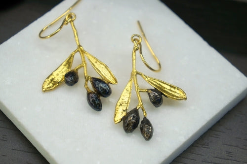 Sterling Silver Olive Earrings – Handmade Silver Jewelry With Olive